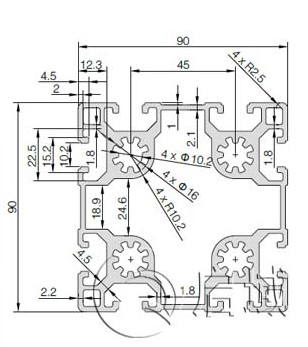 9090鋁型材截麵參數
